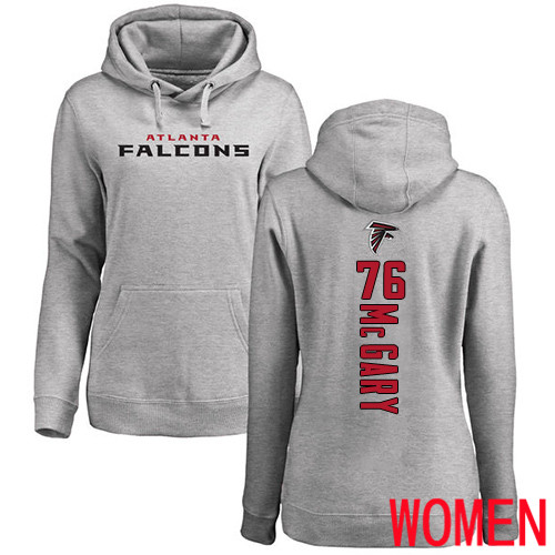 Atlanta Falcons Ash Women Kaleb McGary Backer NFL Football #76 Pullover Hoodie Sweatshirts->women nfl jersey->Women Jersey
